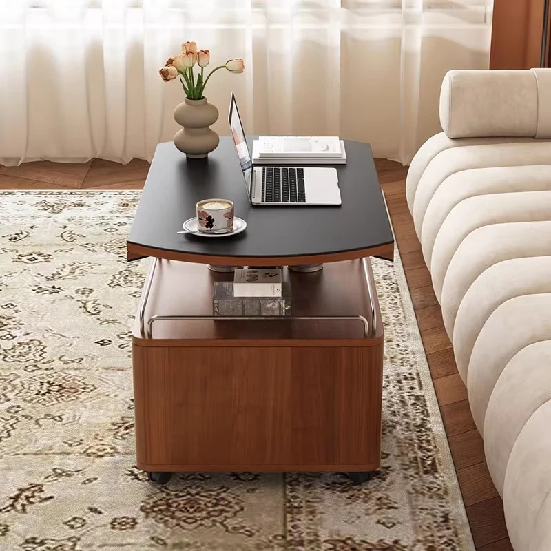 Solid Boxwood Liftable and Foldable Sintered Stone Coffee Table - Image 2
