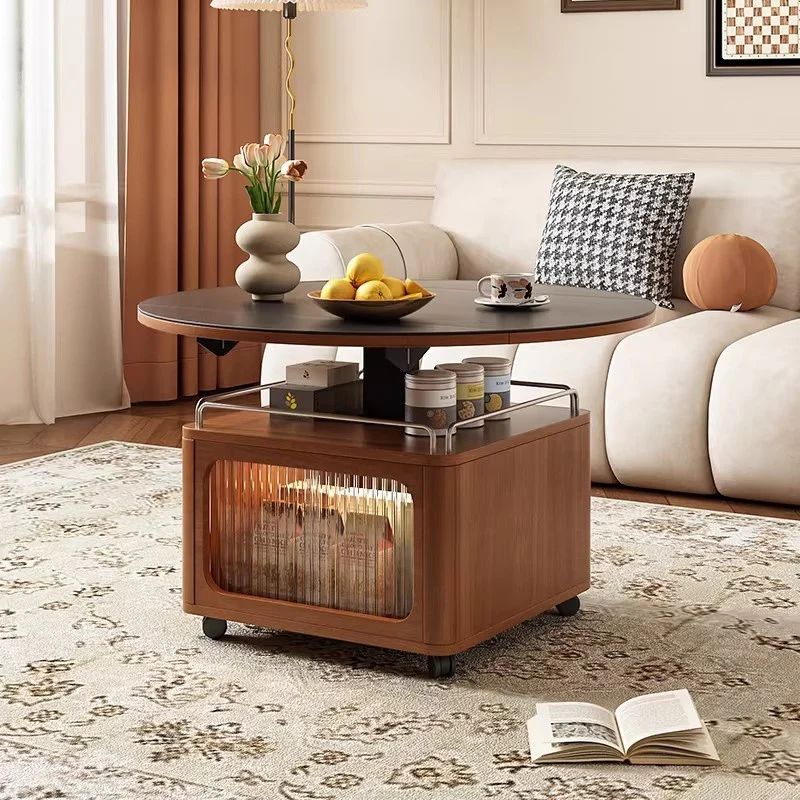 Solid Boxwood Liftable and Foldable Sintered Stone Coffee Table - Image 3