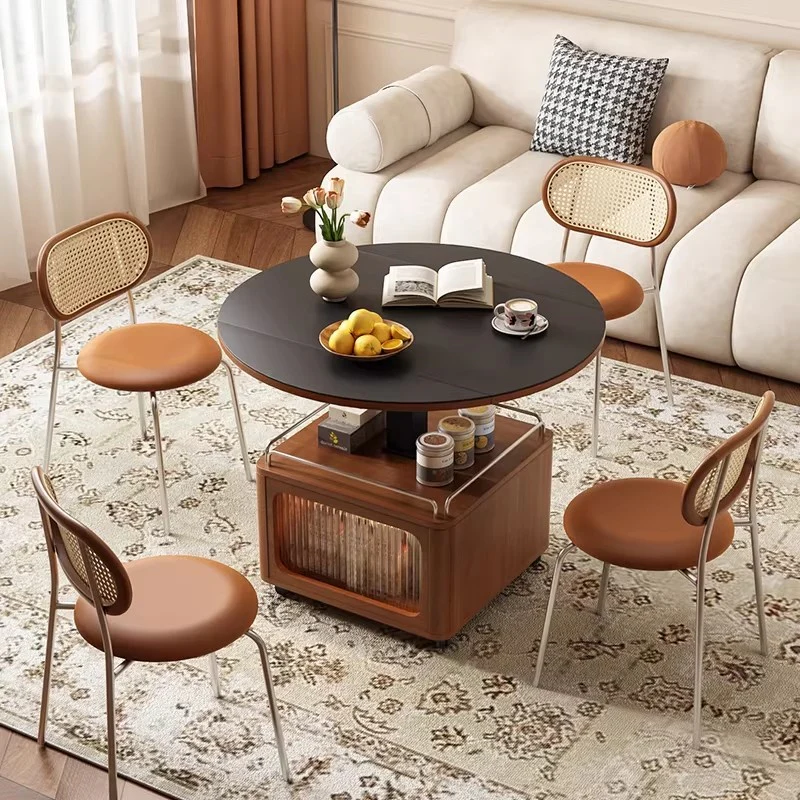 Solid Boxwood Liftable and Foldable Sintered Stone Coffee Table - Image 4