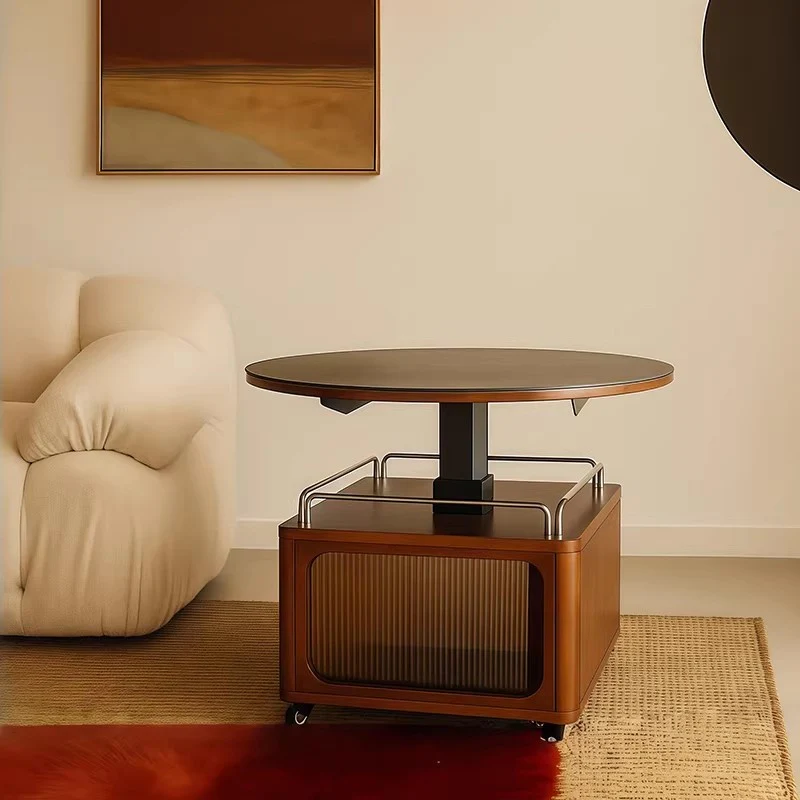 Solid Boxwood Liftable and Foldable Sintered Stone Coffee Table - Image 5
