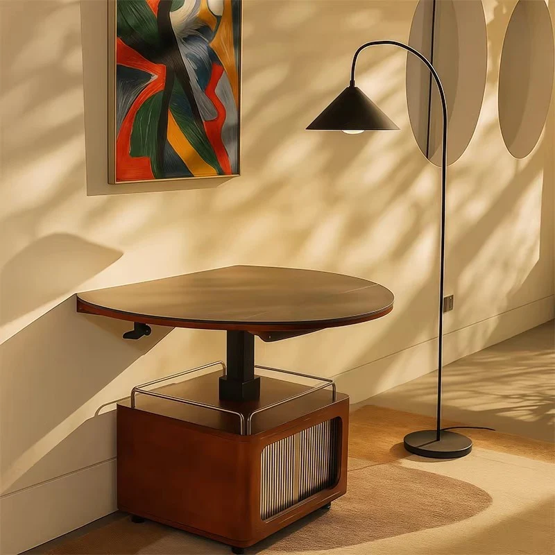 Solid Boxwood Liftable and Foldable Sintered Stone Coffee Table - Image 6