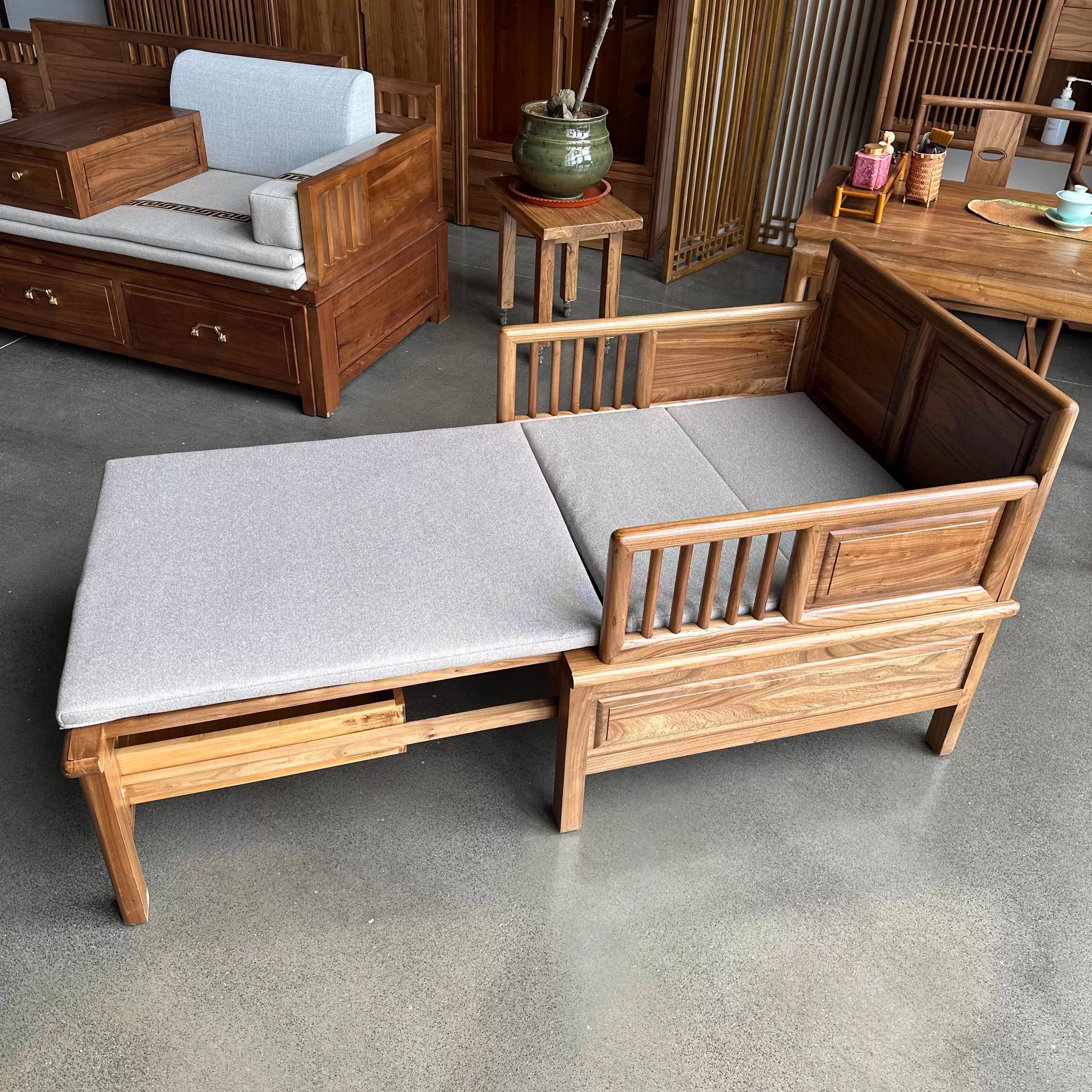 Solid Elm Wood Loveseat Arhat Day Bed with Underneath Storage - Image 6