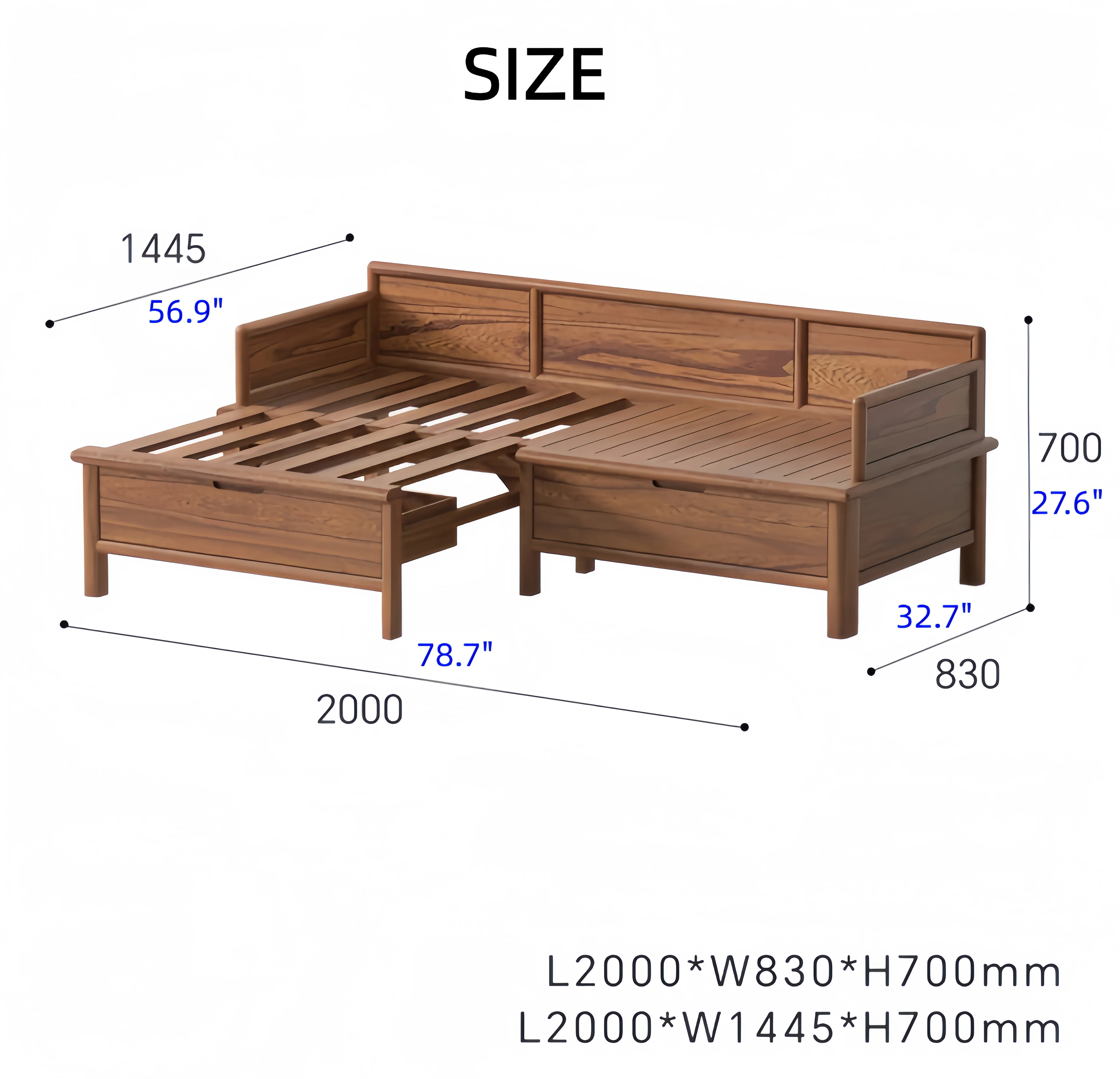 Solid Wood 3-In-1 Arhat Bed with Underneath Storage Drawers - Image 15