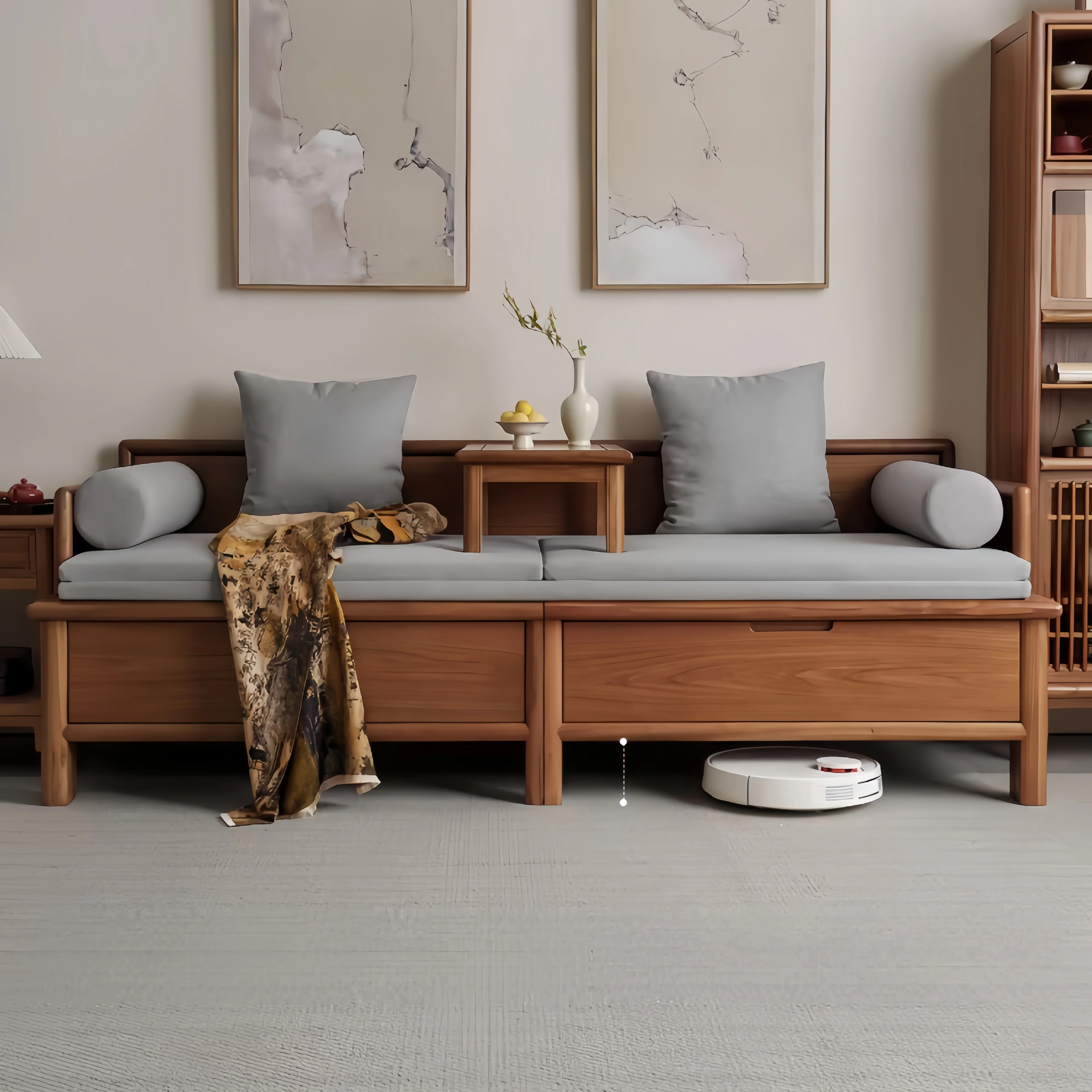 Solid Wood 3-In-1 Arhat Bed with Underneath Storage Drawers - Image 2