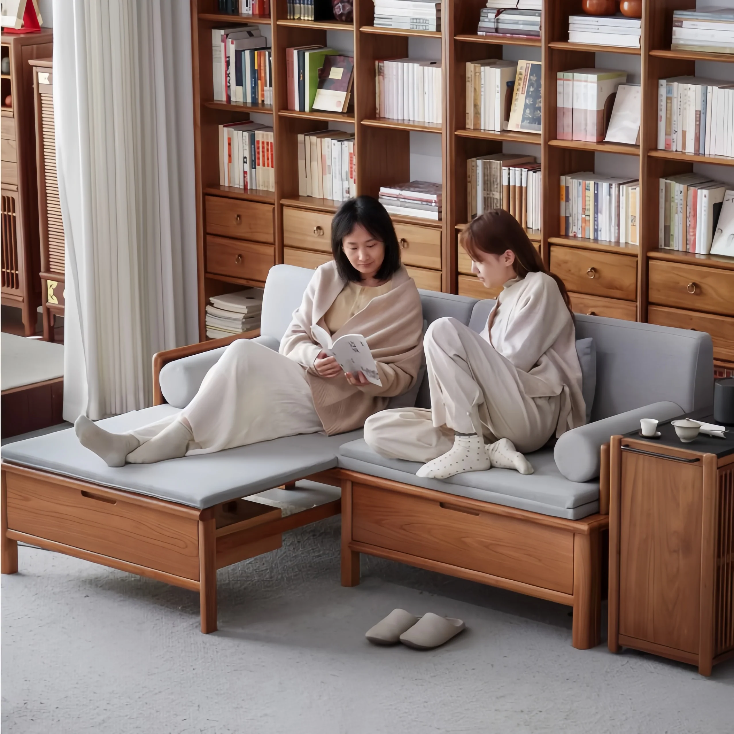 Solid Wood 3-In-1 Arhat Bed with Underneath Storage Drawers - Image 6