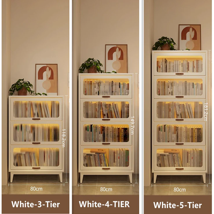 Solid Wood Bookcase with Tempered Glass Flip-Up Doors - Image 15