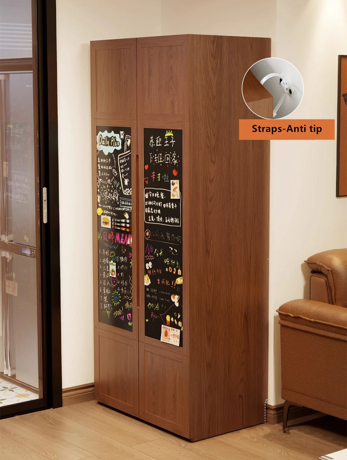 Solid Wood Double Door Kitchen Pantry Cabinet - Image 14