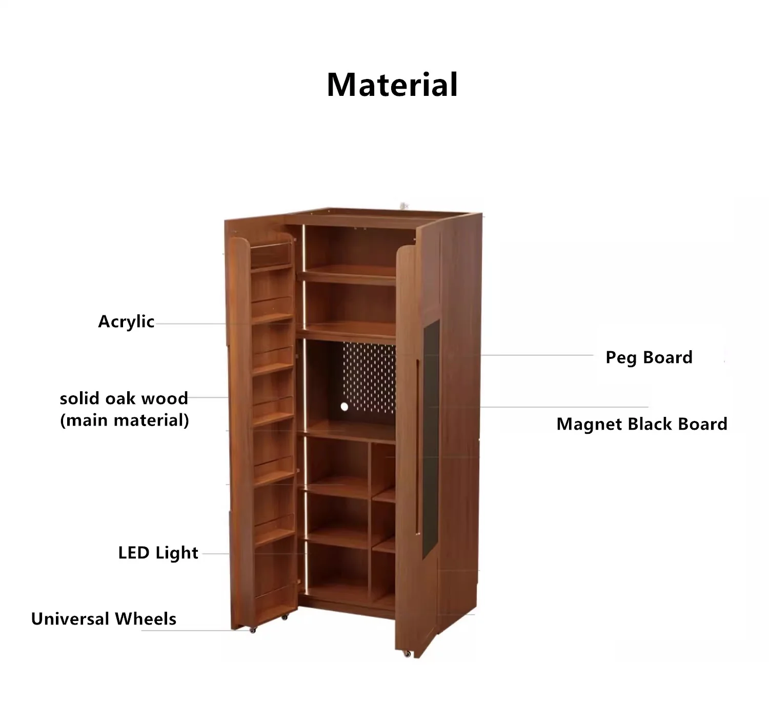 Solid Wood Double Door Kitchen Pantry Cabinet - Image 18
