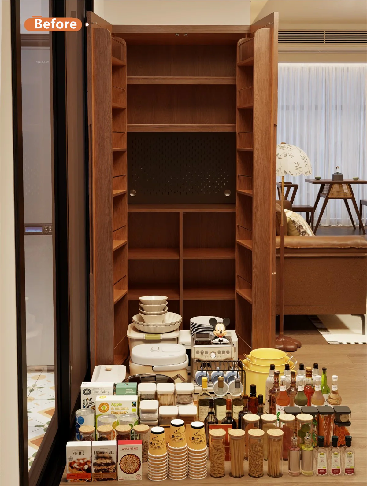 Solid Wood Double Door Kitchen Pantry Cabinet - Image 3