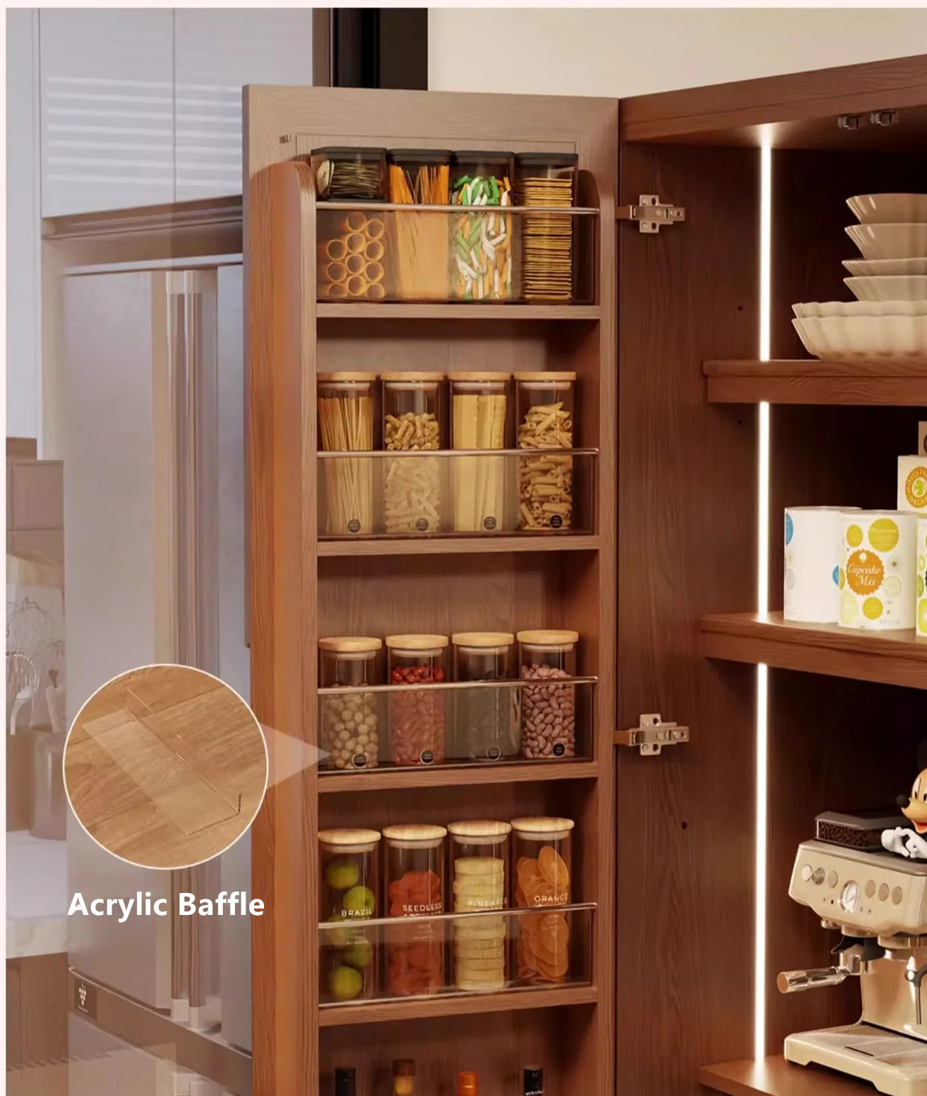 Solid Wood Double Door Kitchen Pantry Cabinet - Image 8