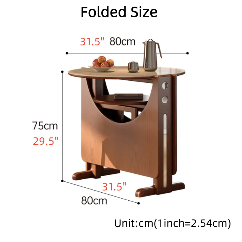 Solid Wood Double Drop Leaf Dining Table with Sintered Stone Tabletop - Image 6