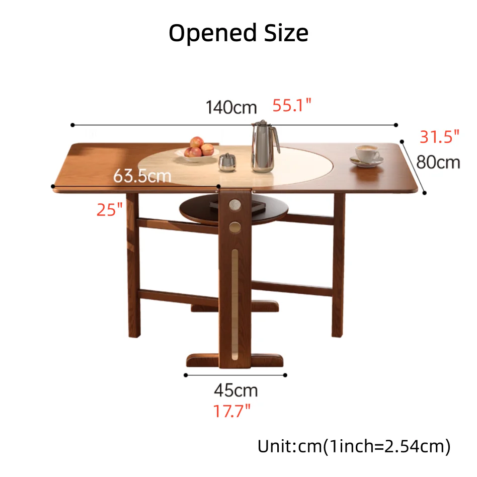 Solid Wood Double Drop Leaf Dining Table with Sintered Stone Tabletop - Image 8