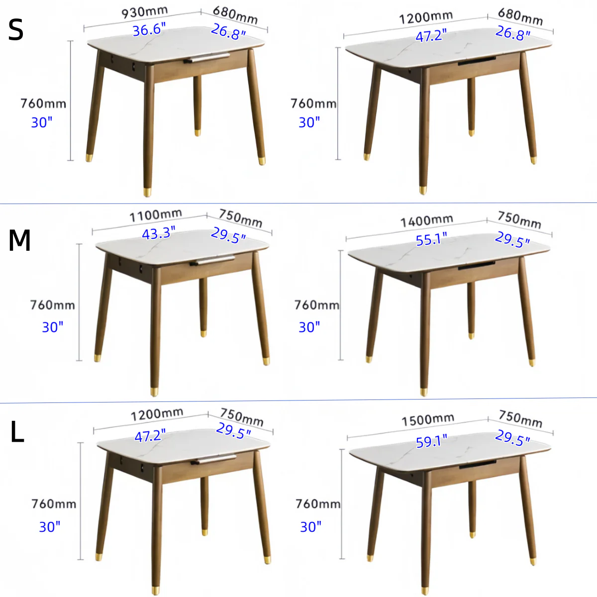Solid Wood Expandable Dining Table with Sintered Stone Tabletop - Image 12