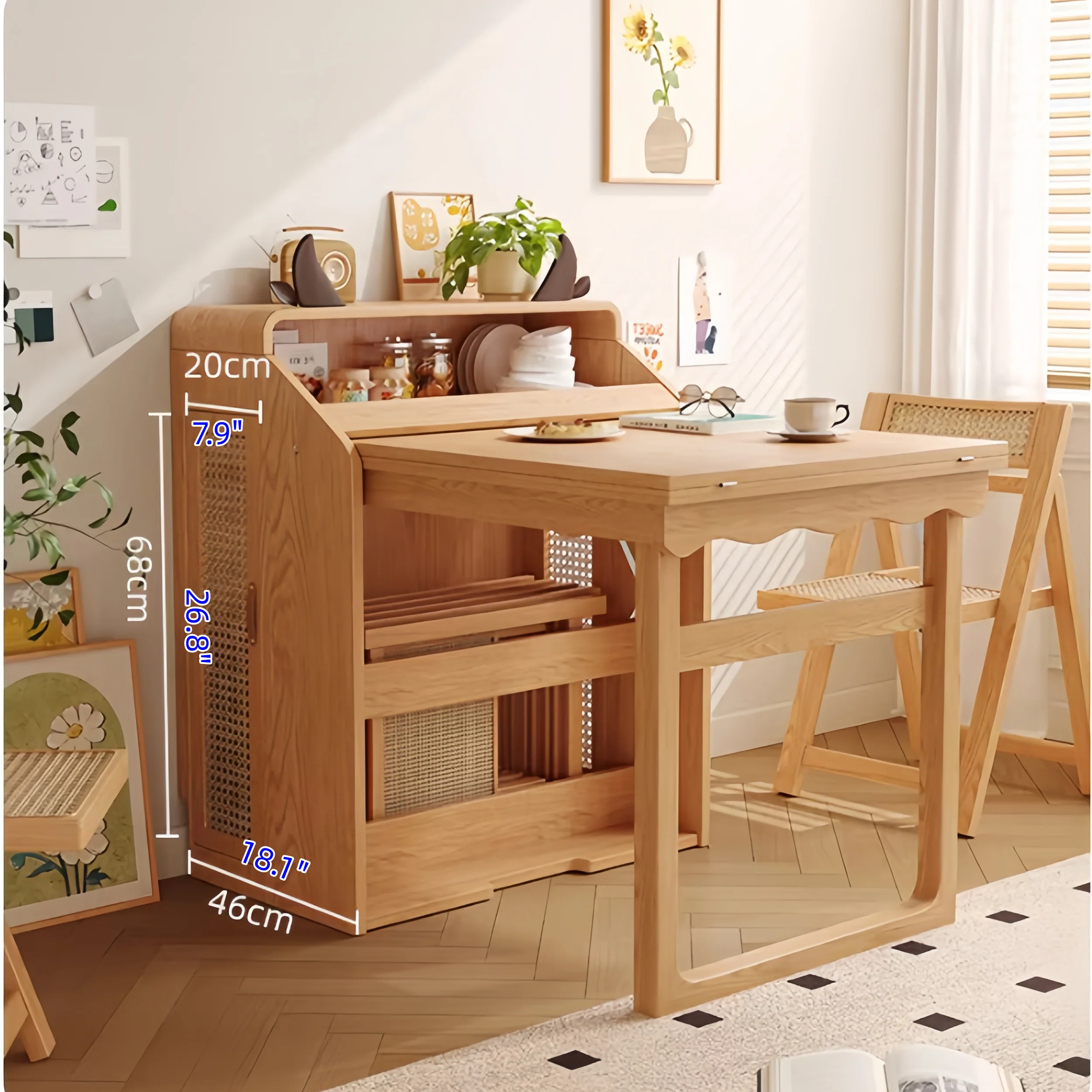 Solid Wood Folding Multifunctional Dining Table for Small Apartments - Image 10