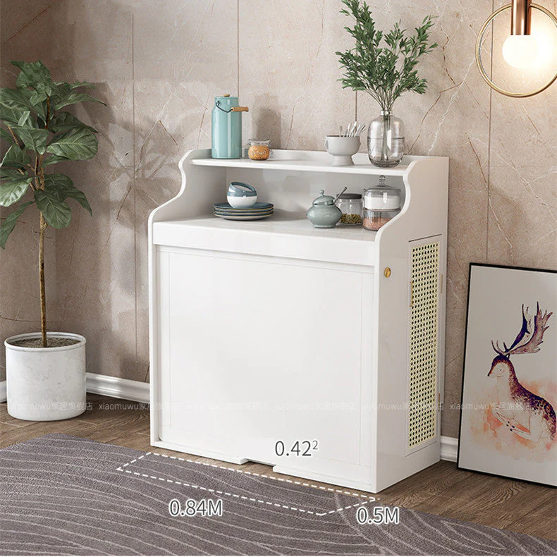 Solid Wood Folding Multifunctional Dining Table with Cabinet and Folding Chairs - Image 3