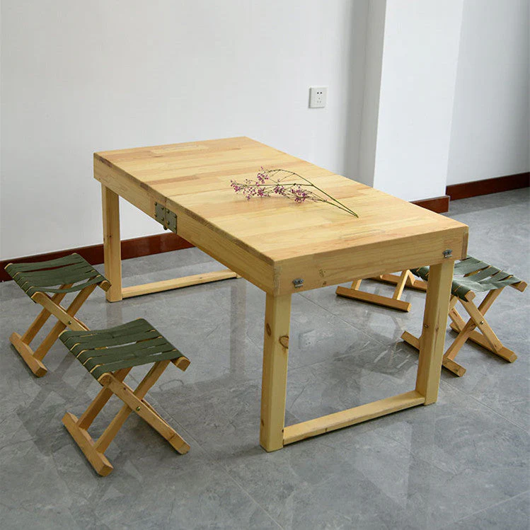 Solid Wood Folding Table with 4 Stools - Image 5