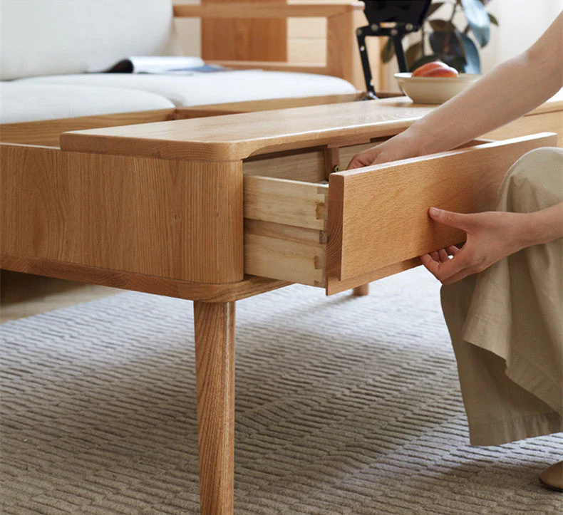 Solid Wood Lift Top Coffee Table with Drawers and Hidden Storage Compartments - Image 6