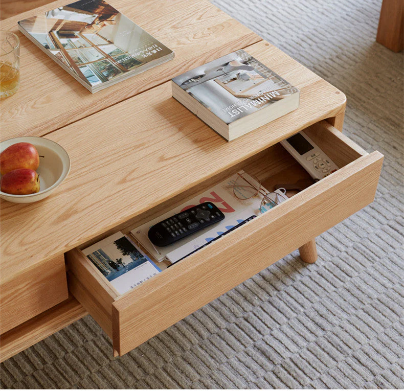 Solid Wood Lift Top Coffee Table with Drawers and Hidden Storage Compartments - Image 7