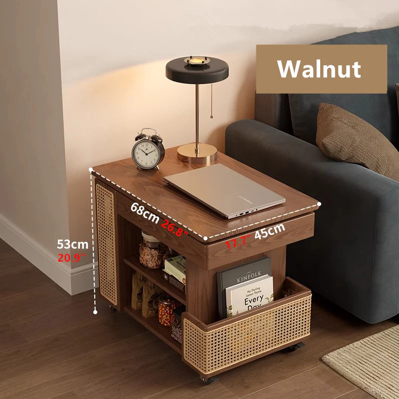 Solid Wood Liftable Tabletop Coffee Table with Storage and Universal Wheels - Image 11