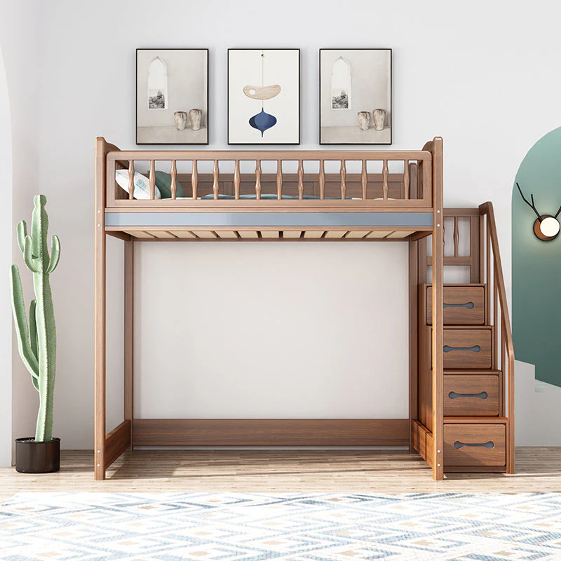 Solid Wood Loft Bed With Wardrobe and Desk - Image 5