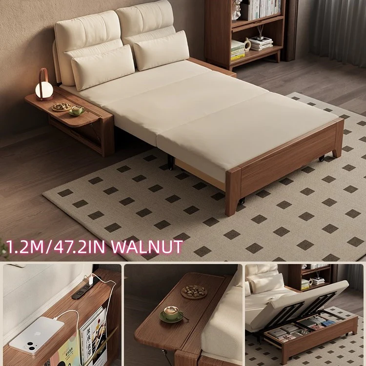 Solid Wood Metal Frame Convertible Sofa Bed with Hidden Storage - Image 15