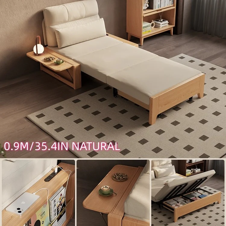Solid Wood Metal Frame Convertible Sofa Bed with Hidden Storage - Image 16