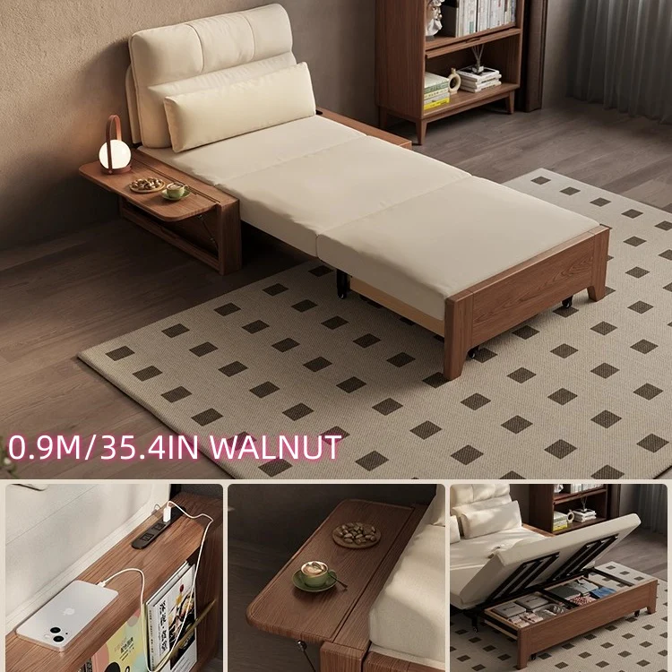 Solid Wood Metal Frame Convertible Sofa Bed with Hidden Storage - Image 17