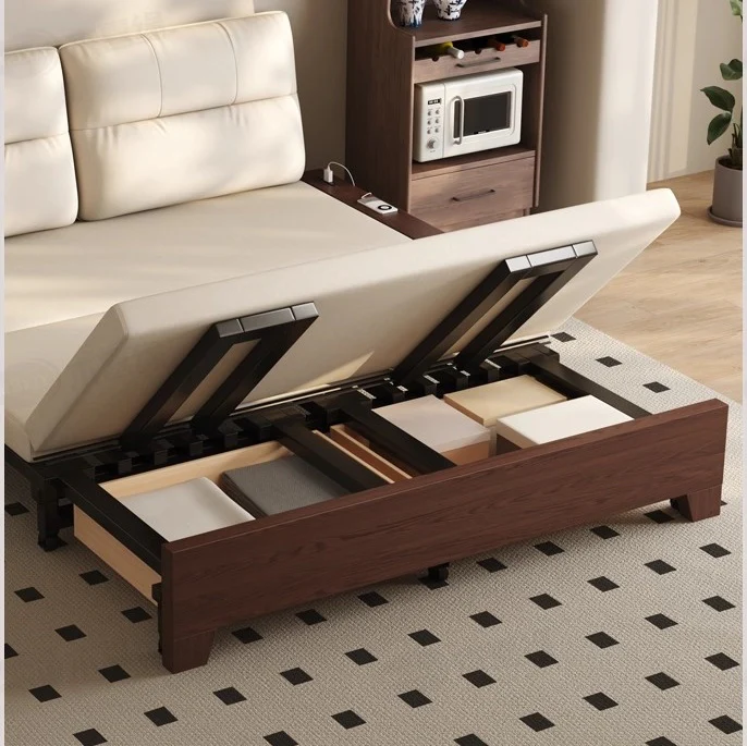 Solid Wood Metal Frame Convertible Sofa Bed with Hidden Storage - Image 6