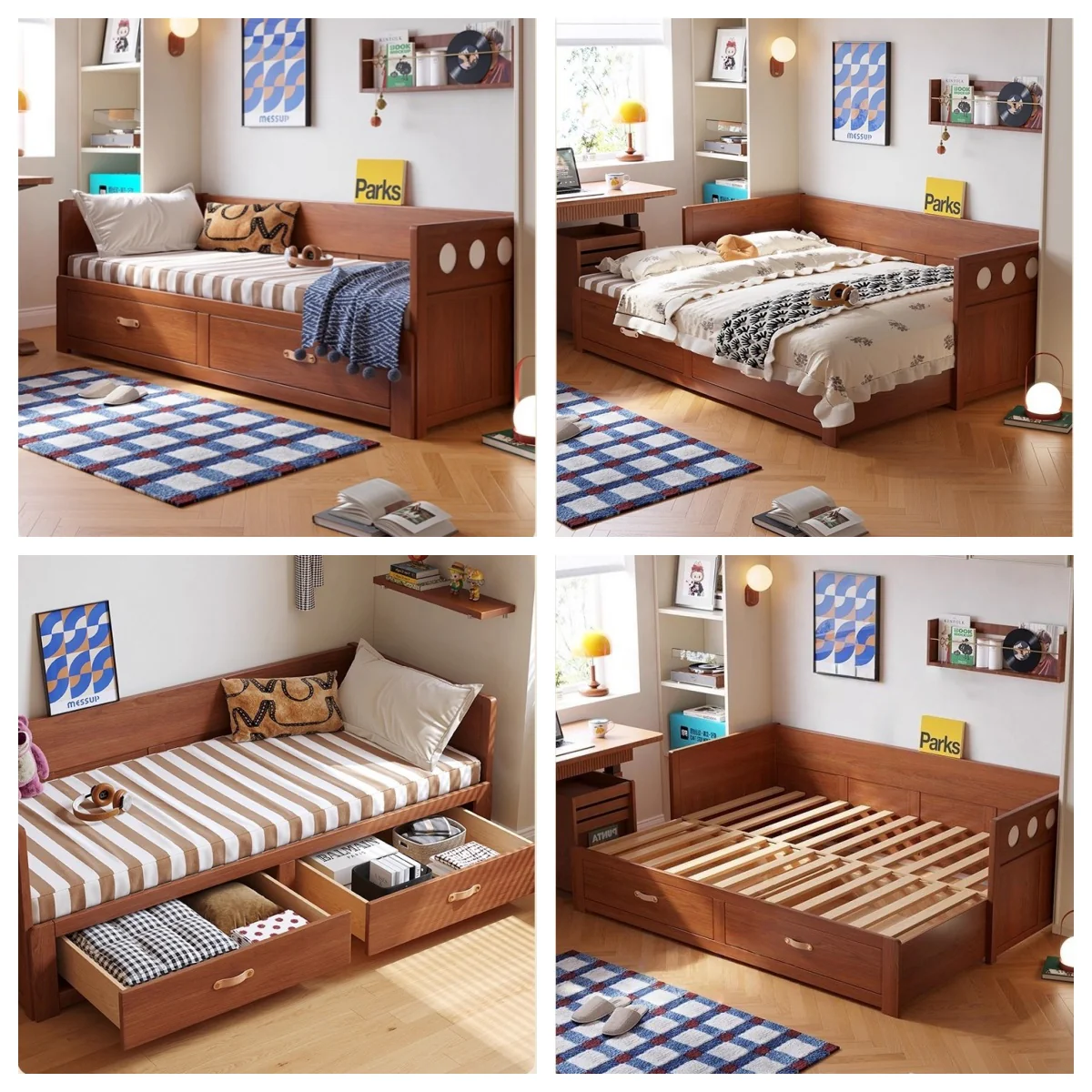 Solid Wood POLKA Pull Out Sofa Bed with Underneath Storage Drawers - Image 13