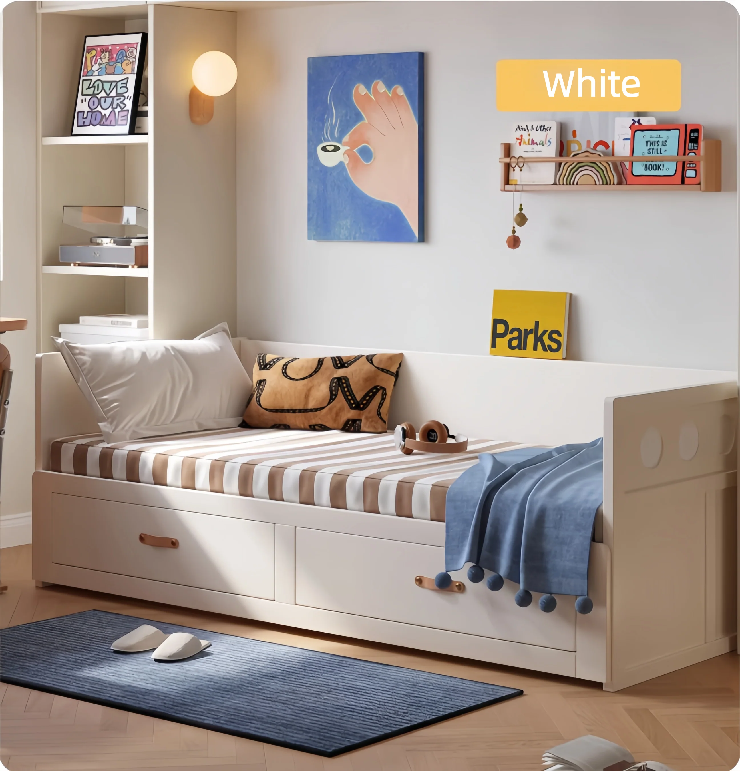 Solid Wood POLKA Pull Out Sofa Bed with Underneath Storage Drawers - Image 20