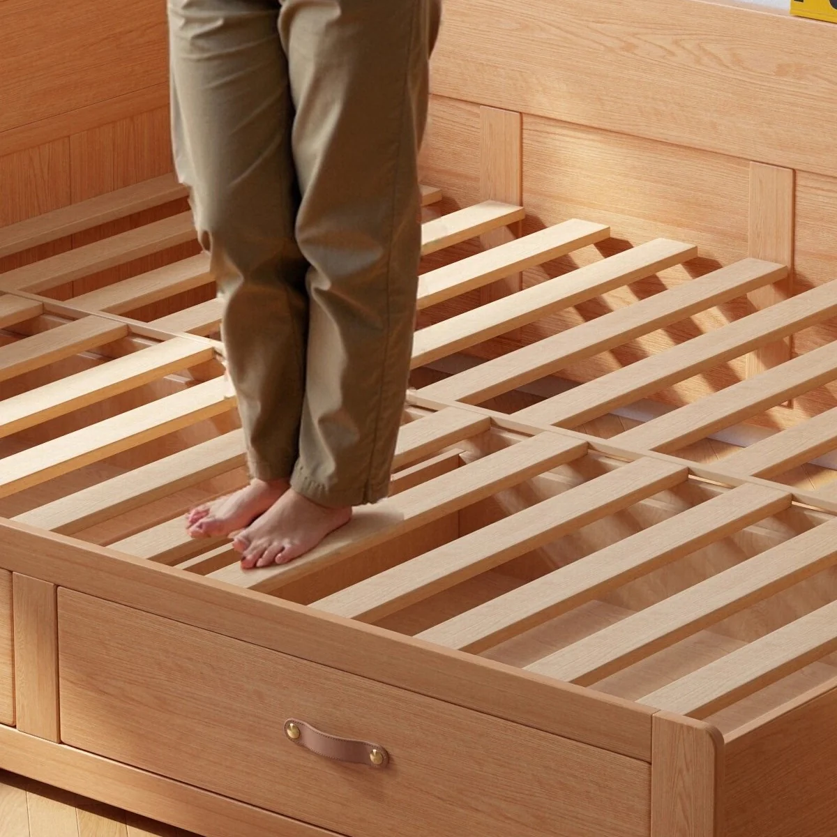 Solid Wood POLKA Pull Out Sofa Bed with Underneath Storage Drawers - Image 8