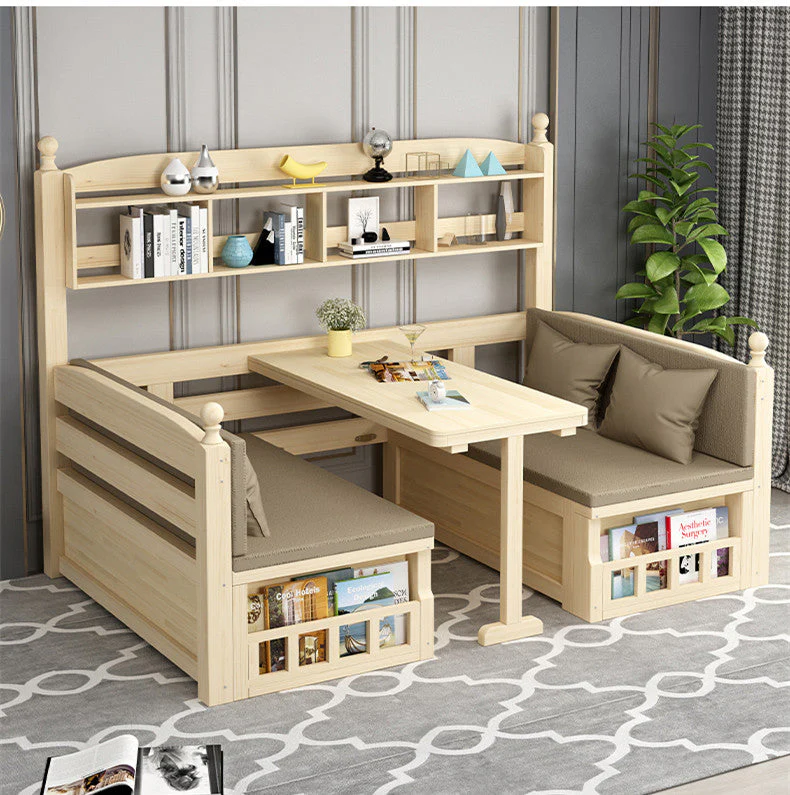 Solid Wood Sofa Bed With Desk and Book Shelf - Image 2