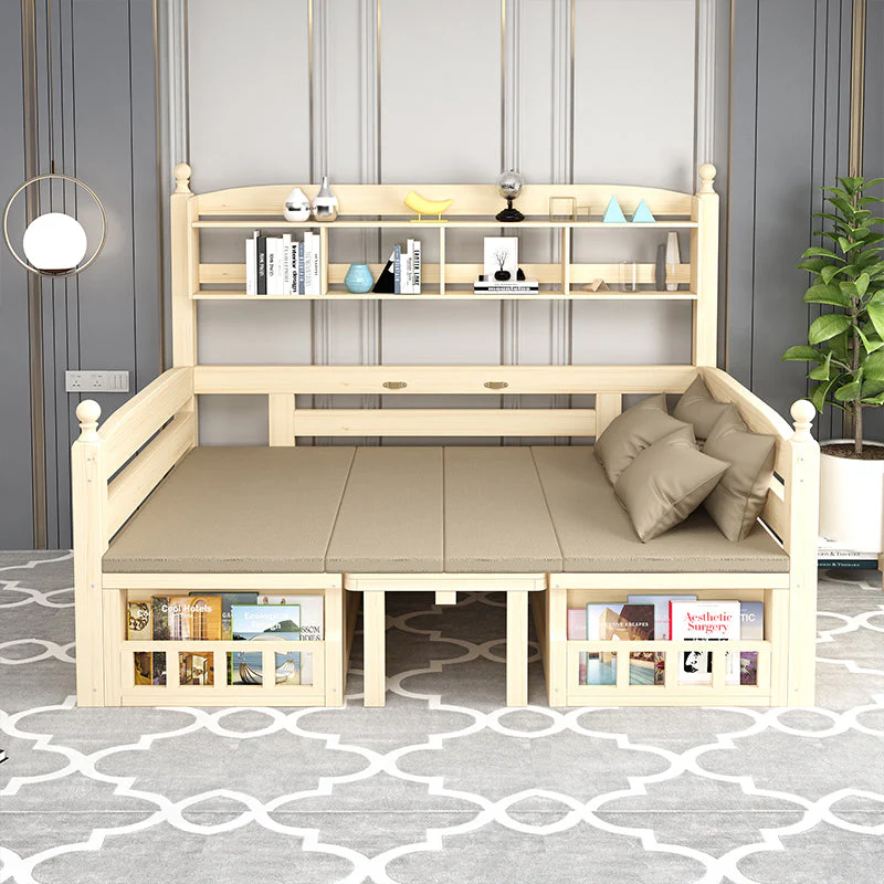 Solid Wood Sofa Bed With Desk and Book Shelf - Image 4