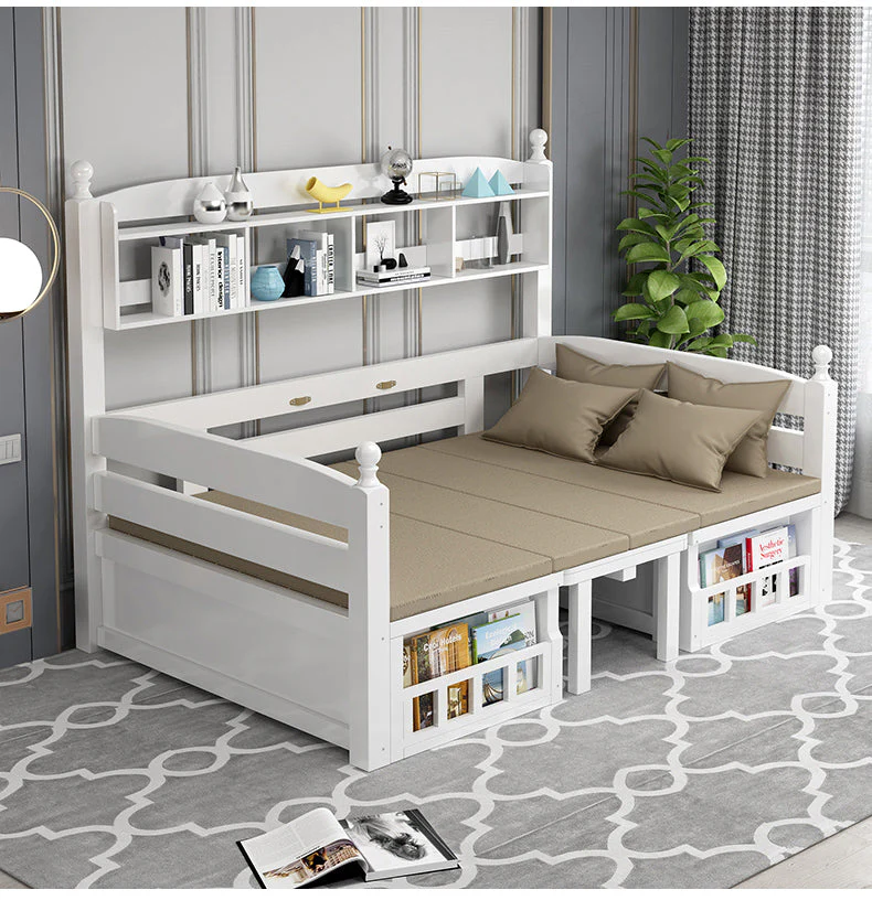 Solid Wood Sofa Bed With Desk and Book Shelf - Image 5