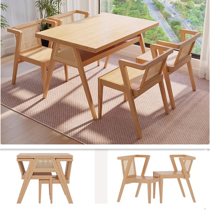 Space Saver Solid Wood Table with 2 Chairs Set - Image 14