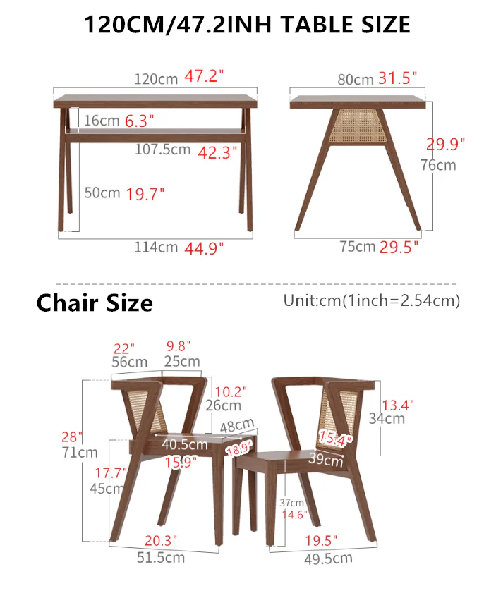 Space Saver Solid Wood Table with 2 Chairs Set - Image 15