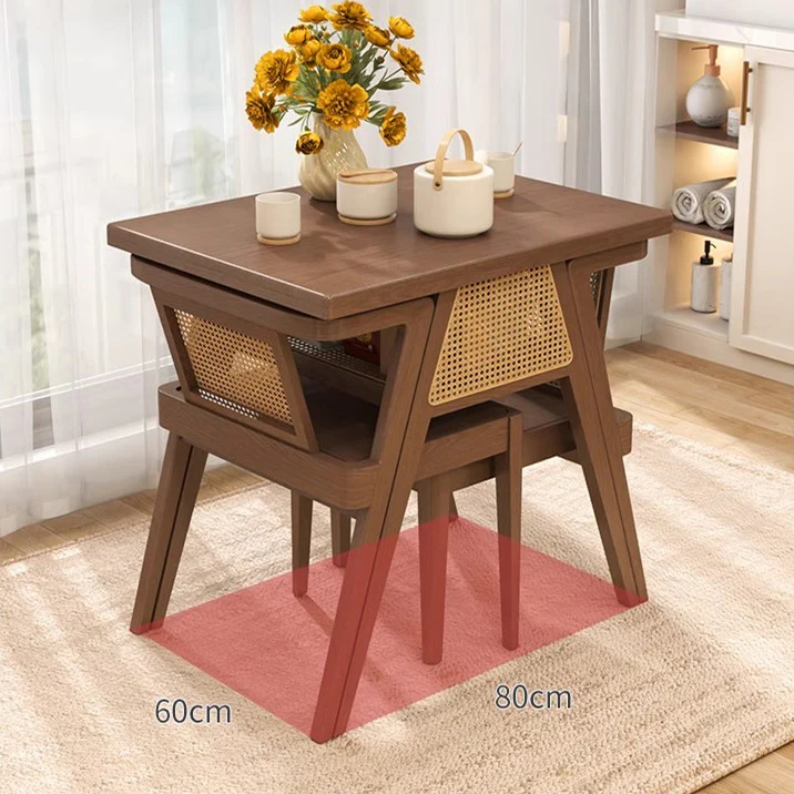 Space Saver Solid Wood Table with 2 Chairs Set - Image 3