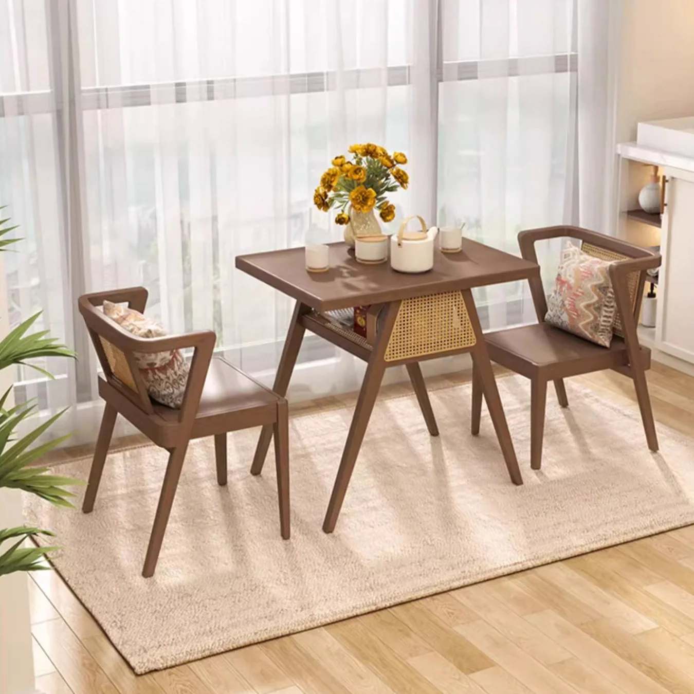 Space Saver Solid Wood Table with 2 Chairs Set - Image 6