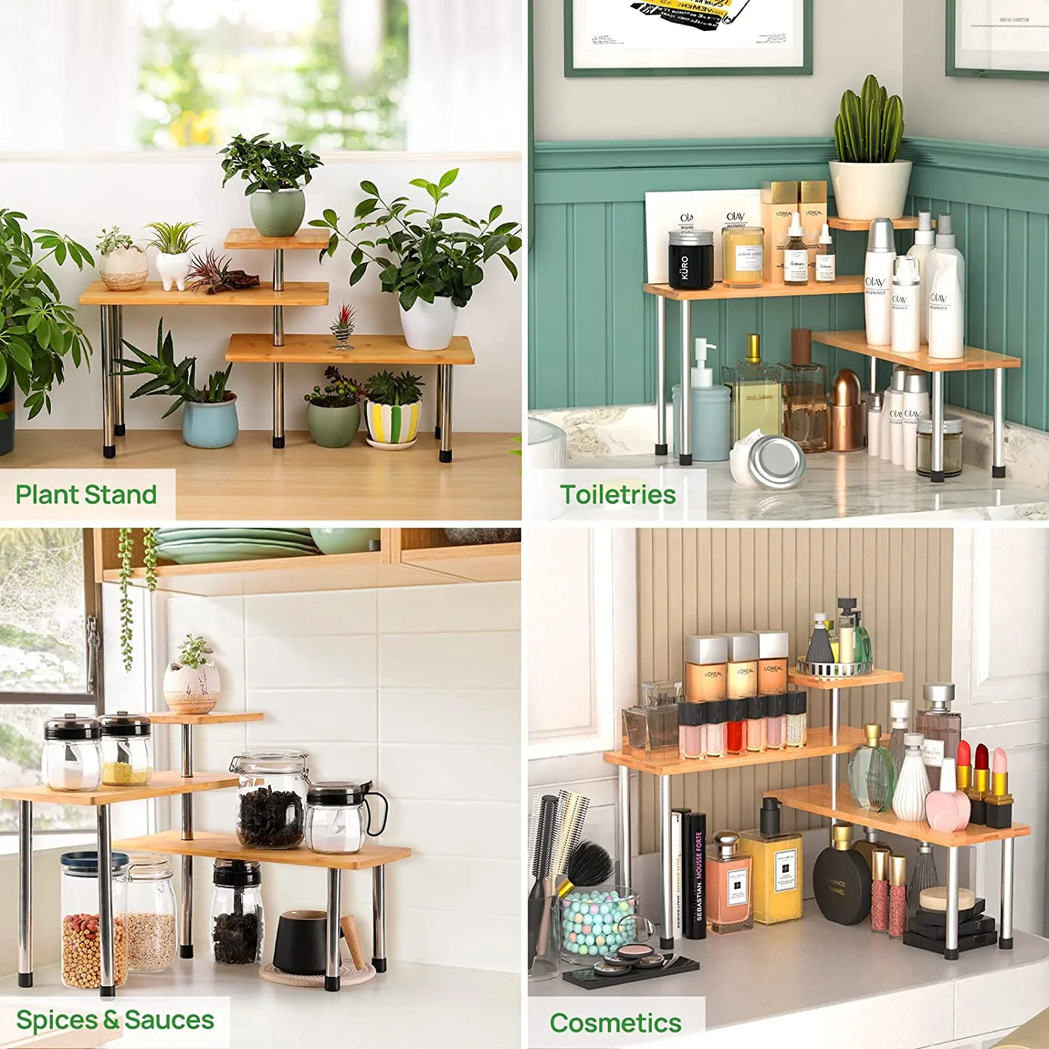 Space Saving 3 Tier Bamboo Countertop Corner Shelf Organizer - Image 6
