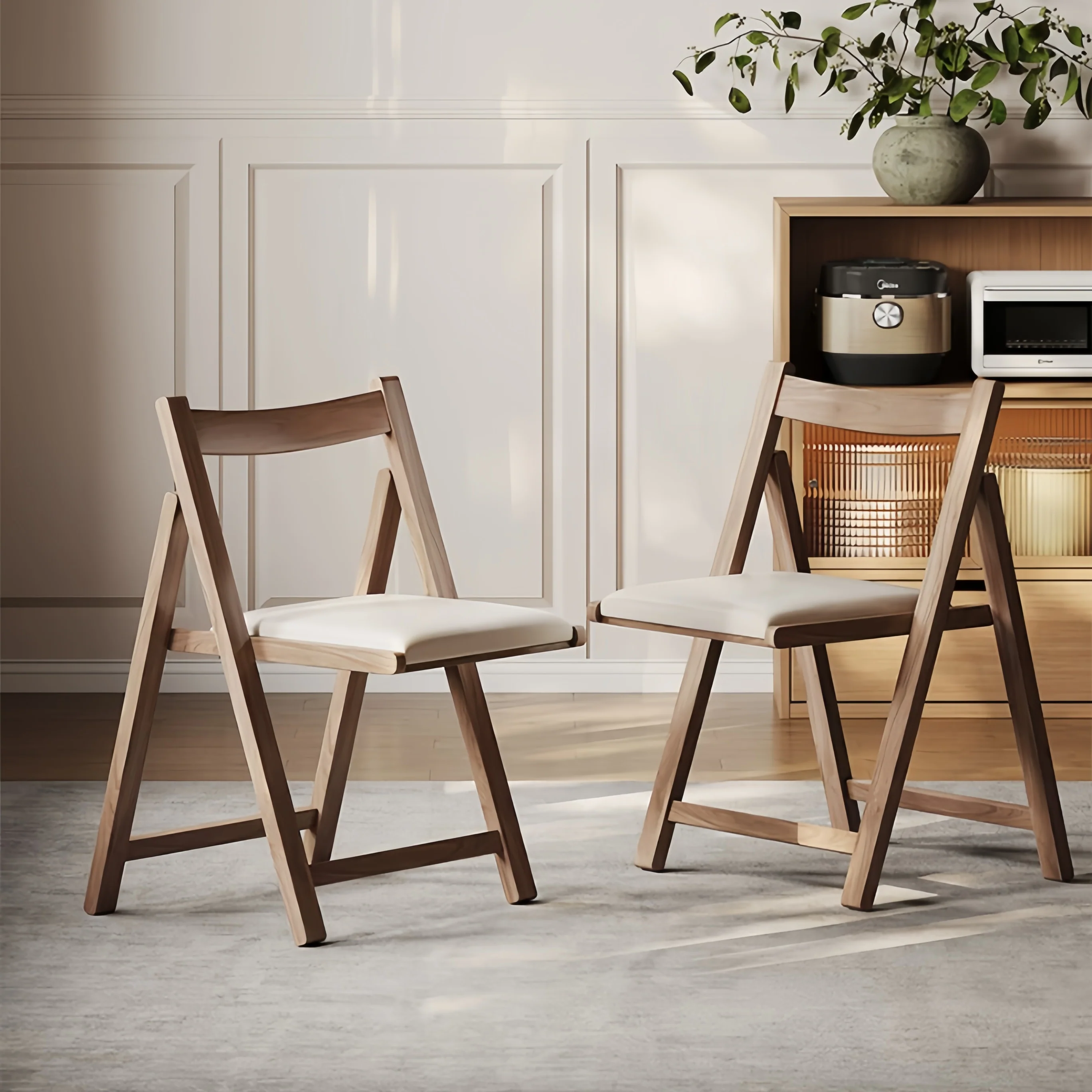 Space-Saving Dining Table with Hidden Chair Storage and Built-In Drawers - Image 12