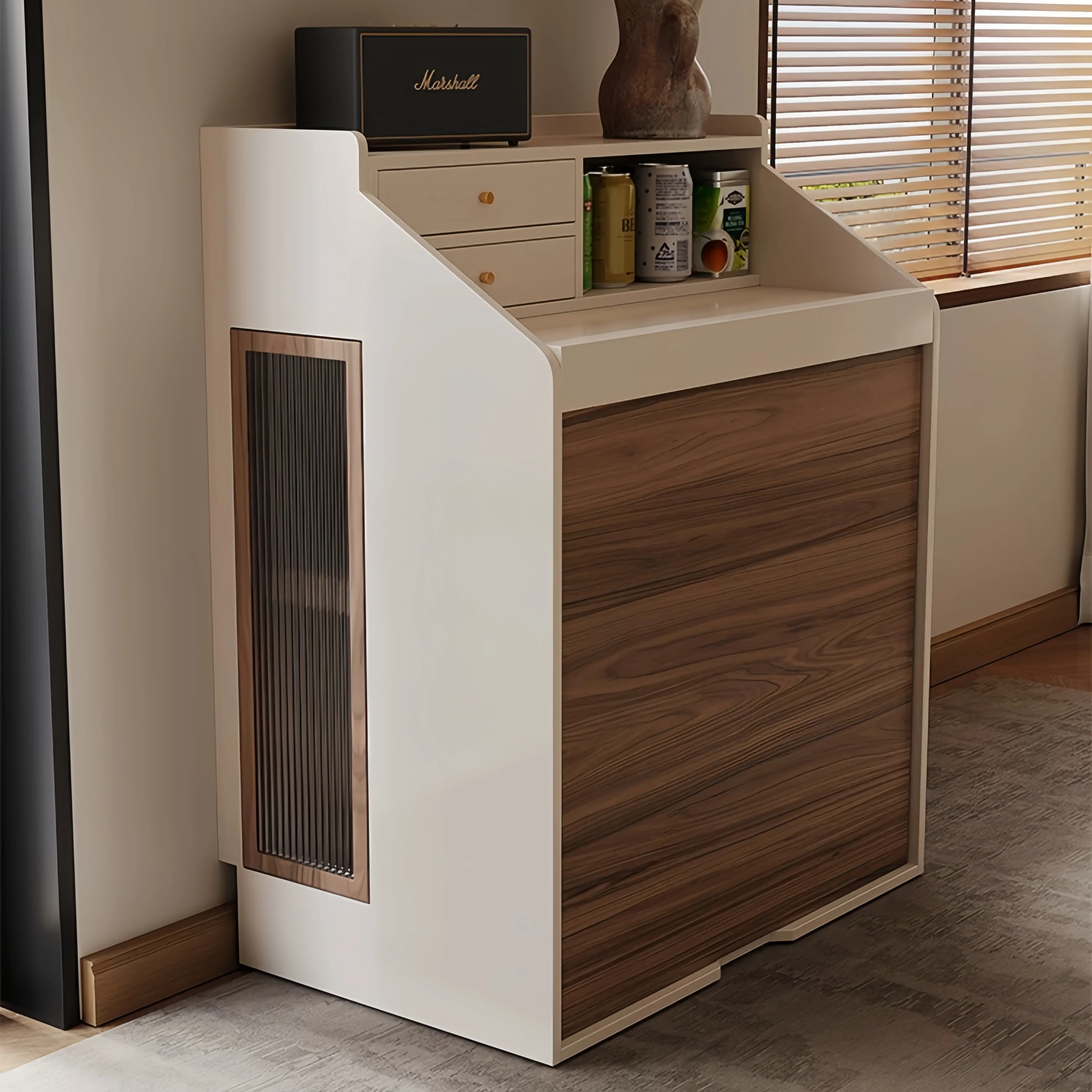 Space-Saving Dining Table with Hidden Chair Storage and Built-In Drawers - Image 2