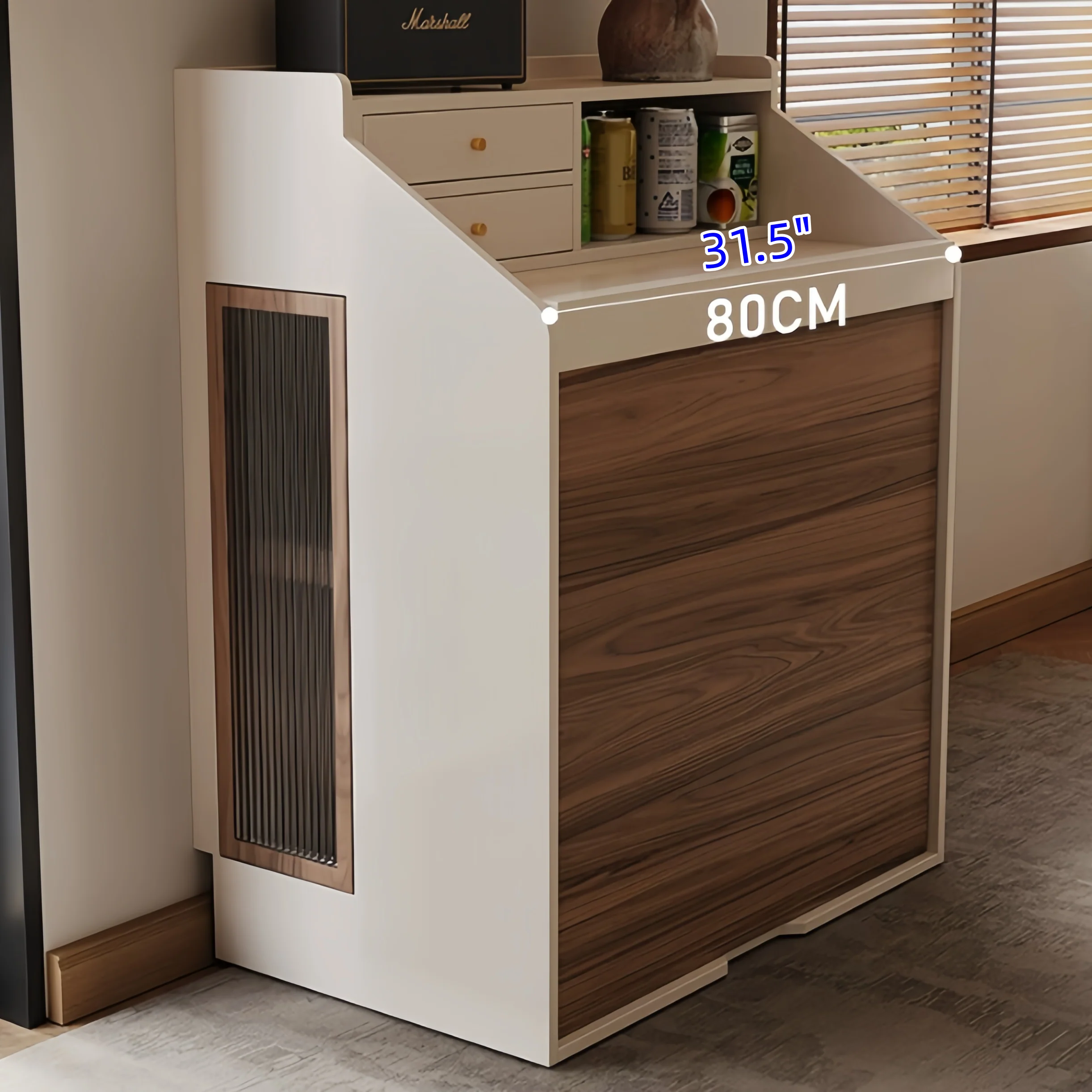 Space-Saving Dining Table with Hidden Chair Storage and Built-In Drawers - Image 7