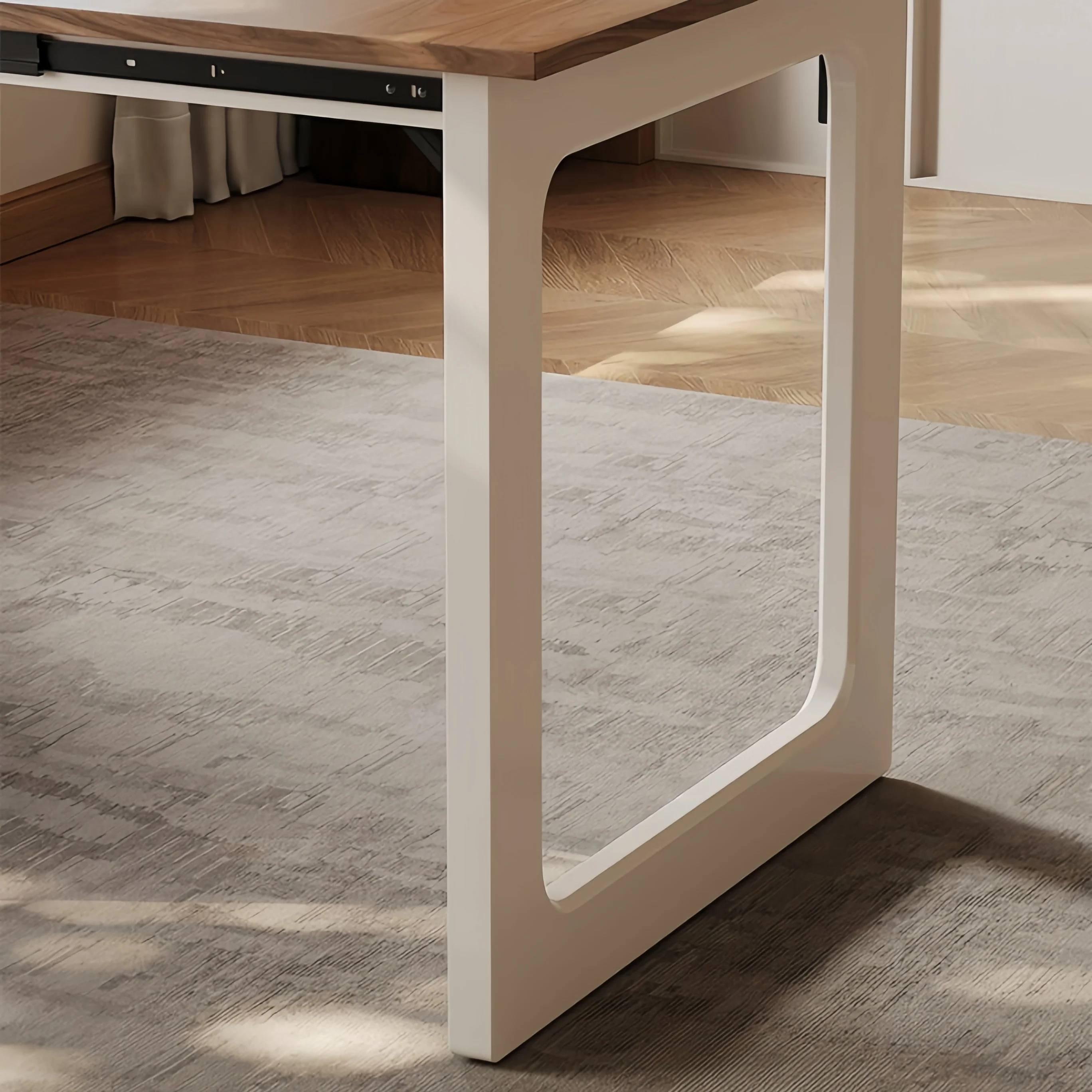 Space-Saving Dining Table with Hidden Chair Storage and Built-In Drawers - Image 9
