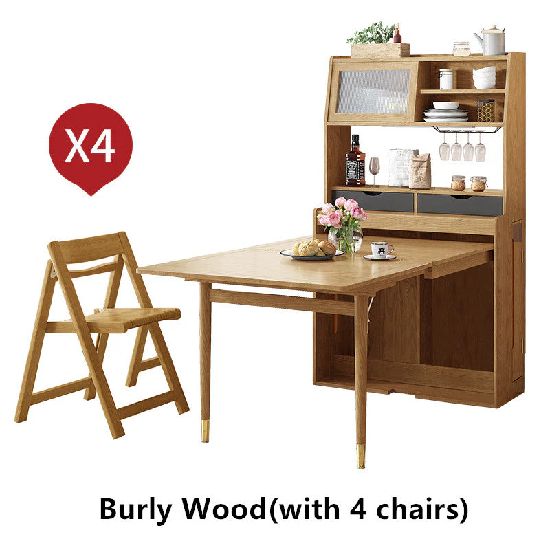 Space Saving Foldable and Extendable Side Table with Hutch Cabinet - Image 10