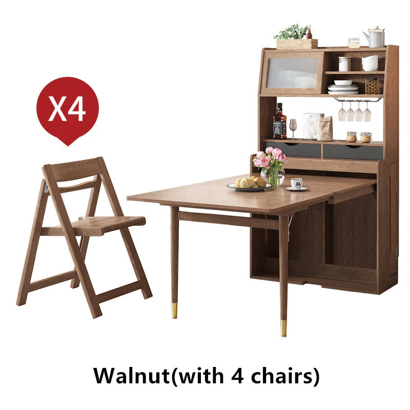 Space Saving Foldable and Extendable Side Table with Hutch Cabinet - Image 11