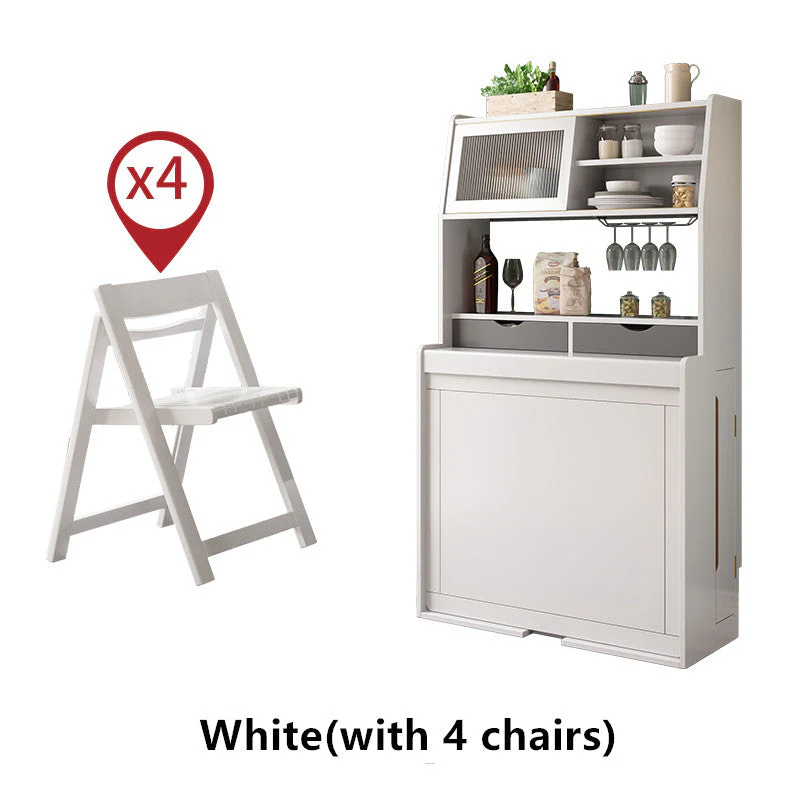 Space Saving Foldable and Extendable Side Table with Hutch Cabinet - Image 12