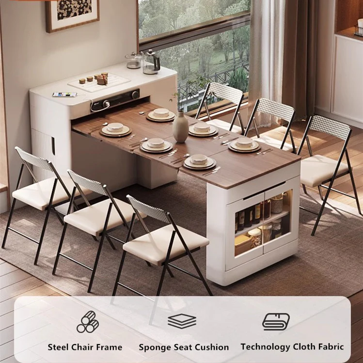 Space Saving Kitchen Island Table with Leaves and Universal Wheels - Image 10