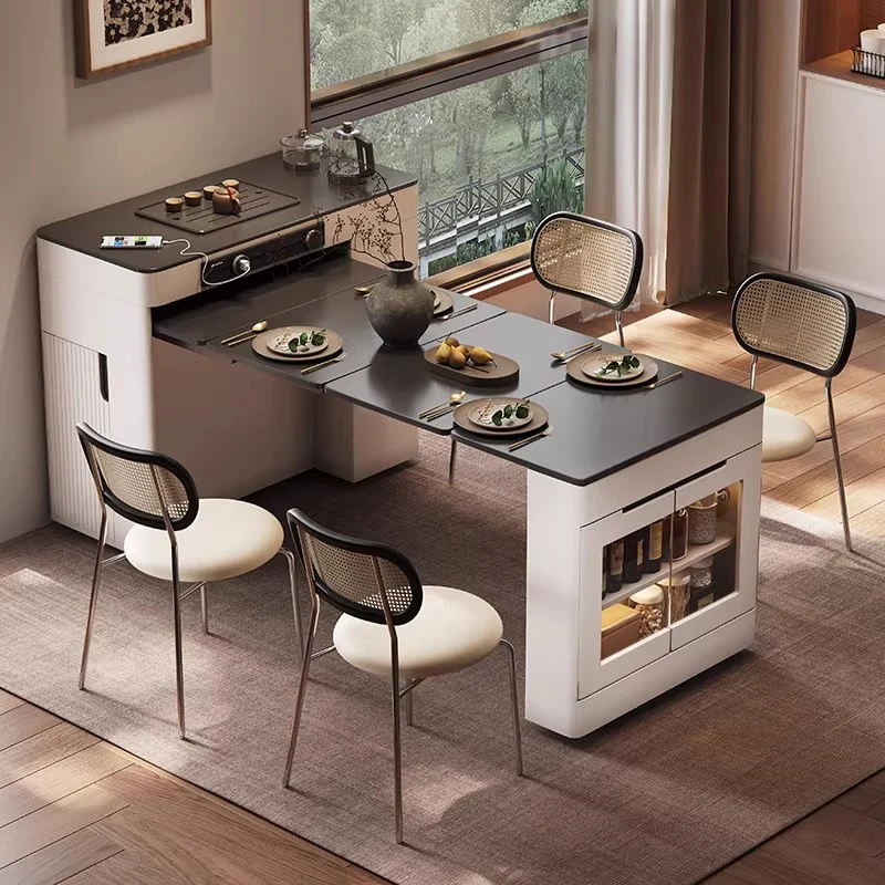 Space Saving Kitchen Island Table with Leaves and Universal Wheels - Image 15