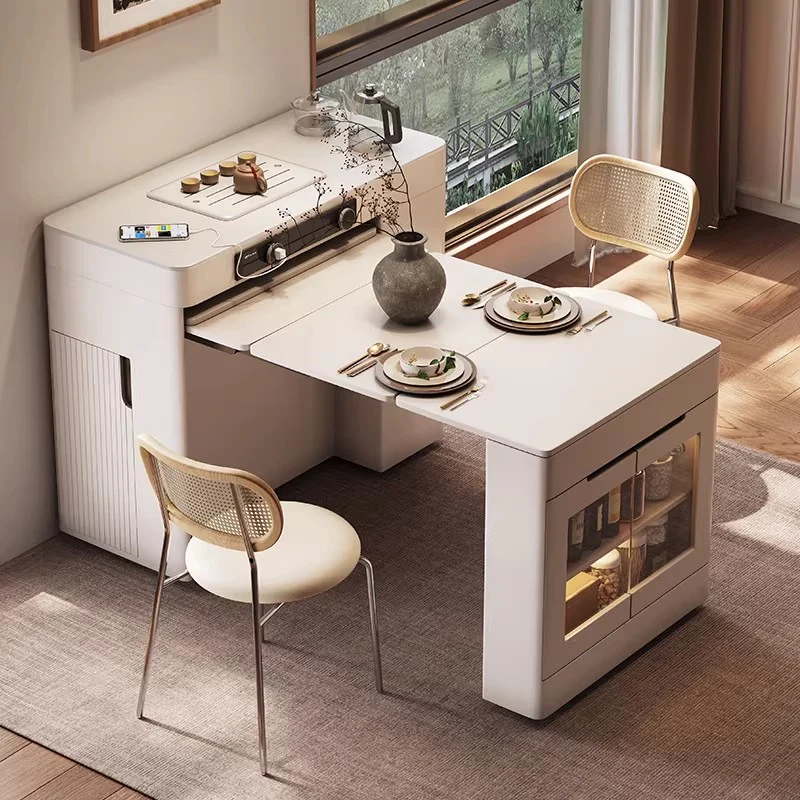 Space Saving Kitchen Island Table with Leaves and Universal Wheels - Image 19