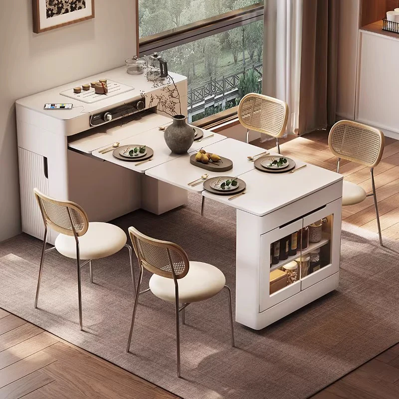 Space Saving Kitchen Island Table with Leaves and Universal Wheels - Image 20